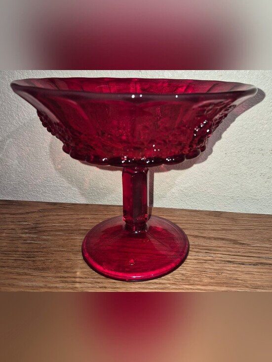 Fenton Other - Vintage Ruby Red Glass Pedestal Compote Bowl